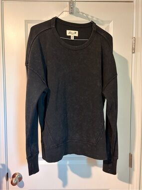 Seven7 Black Ribbed Long Sleeve Shirt
